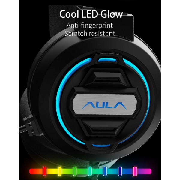 AULA gaming headset Mountain S603, RGB, 2x 3.5mm, 50mm, μαύρο