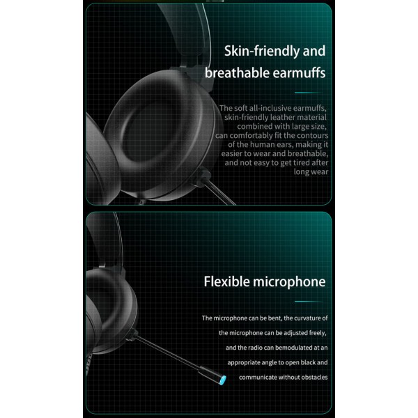AULA gaming headset Mountain S603, RGB, 2x 3.5mm, 50mm, μαύρο