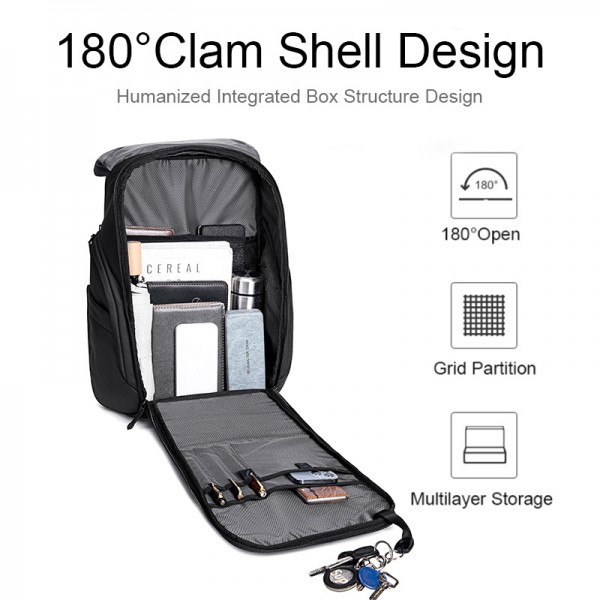 ARCTIC HUNTER τσάντα πλάτης B00558 με θήκη laptop 15.6", 24L, USB, μαύρη - Τσάντες - Πορτοφόλια