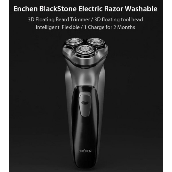 ENCHEN Ξυριστική μηχανή 3D Blackstone, κεφαλή 3D, USB, μπαταρία, μαύρη - ENCHEN