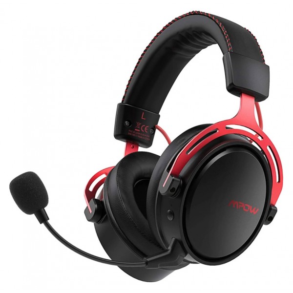 MPOW gaming headset Air 2.4GHz, wireless & wired, mic, μαύρο-κόκκινο - MPOW
