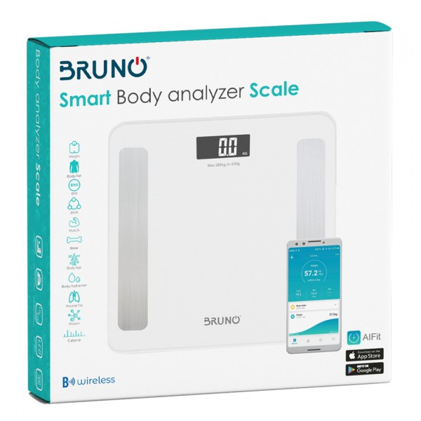 BRUNO Smart ψηφιακή ζυγαριά με λιπομετρητή BRN-0058, έως 180kg, λευκή - Σύγκριση Προϊόντων
