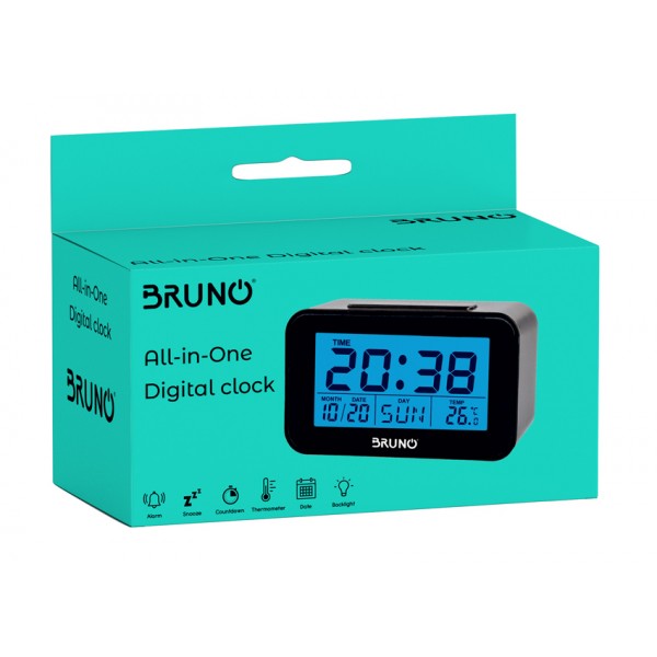 BRUNO ξυπνητήρι BRN-0130 με μέτρηση θερμοκρασίας, °C & °F, μαύρο - Οικιακές Συσκευές