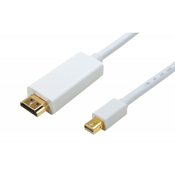 POWERTECH καλώδιο Mini DisplayPort σε HDMI CAB-DP011, 2m, λευκό - Εικόνα