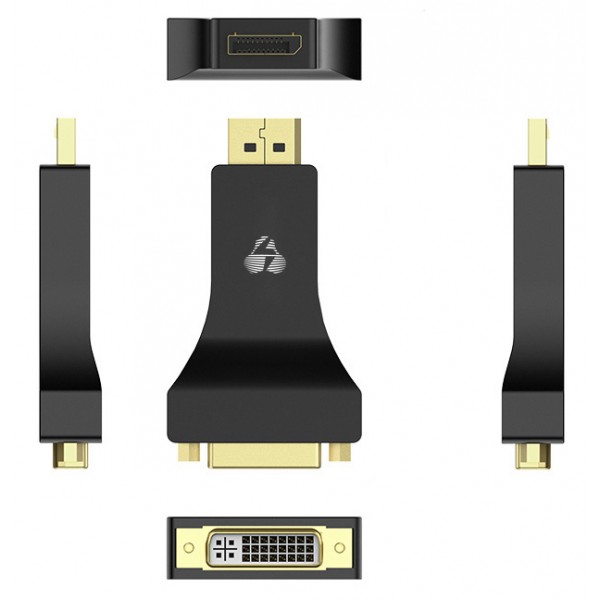 POWERTECH αντάπτορας DisplayPort σε DVI CAB-DP062, passive 1080p, μαύρος - Εικόνα