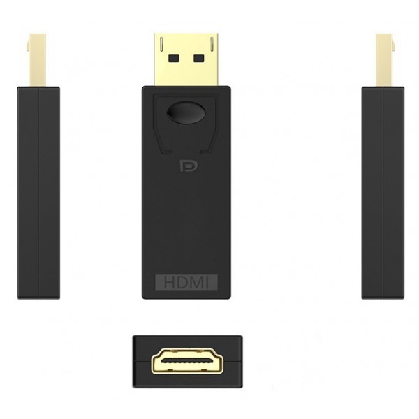 POWERTECH αντάπτορας DisplayPort σε HDMI CAB-DP065, Passive, 4K, μαύρος - Εικόνα