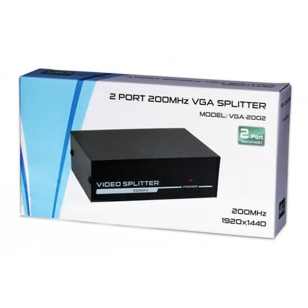 POWERTECH VGA splitter CAB-G031, 1 σε 2 συσκευές, 1920x1440px, 200MHz - KVM - Splitter - Switch