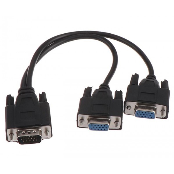 POWERTECH VGA splitter CAB-G039, αρσενικό σε 2x θηλυκό, HD, 0.20m, μαύρο - KVM - Splitter - Switch