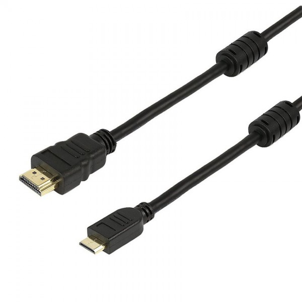 POWERTECH καλώδιο HDMI σε HDMI Mini CAB-H011, με Ethernet, 1.5m, μαύρο - Εικόνα