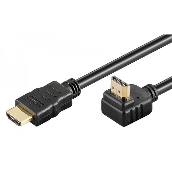 POWERTECH καλώδιο HDMI CAB-H015, γωνιακό, 90° up, 1.5m, μαύρο - Εικόνα