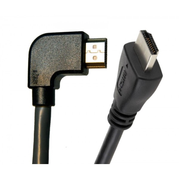 POWERTECH καλώδιο HDMI CAB-H017, γωνιακό, 90° left, 1.5m, μαύρο - Εικόνα