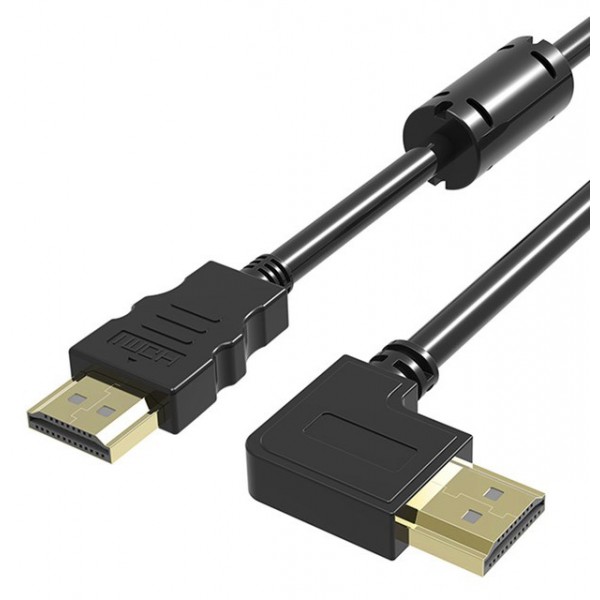 POWERTECH καλώδιο HDMI CAB-H018, γωνιακό, 90° right, 1.5m, μαύρο - Εικόνα