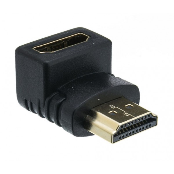 POWERTECH αντάπτορας HDMI CAB-H034, γωνιακός 90°, μαύρος - Εικόνα