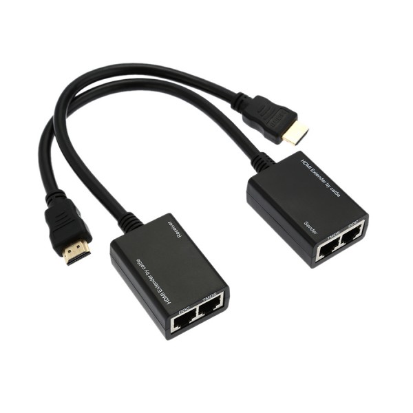 POWERTECH HDMI extender σε 2x UTP cat5e/6 CAB-H078, HD, εώς 30m, μαύρο - Εικόνα