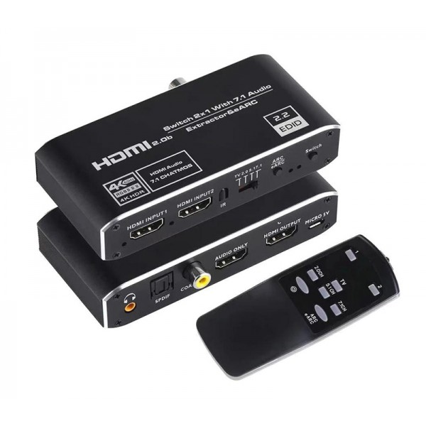 HDMI switch CAB-H150, 4-in σε 1-out, 7.1 Audio, 4K/60Hz HDR, eARC, μαύρο - KVM - Splitter - Switch