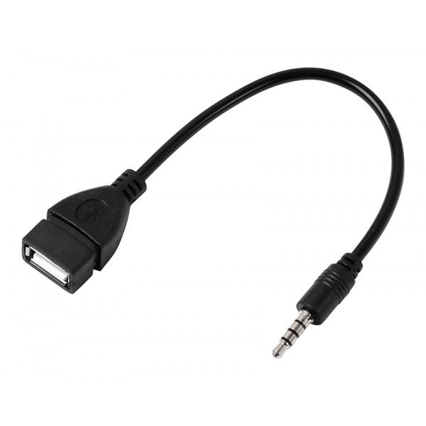 POWERTECH καλώδιο 3.5mm σε USB 2.0 female CAB-J055, 0.5m, μαύρο - Ήχος
