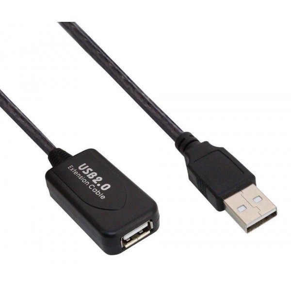 POWERTECH καλώδιο USB 2.0 με ενισχυτή CAB-U039, 5m, μαύρο - USB