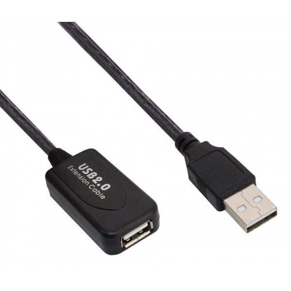 POWERTECH καλώδιο USB 2.0 με ενισχυτή CAB-U041, 10m, μαύρο - USB