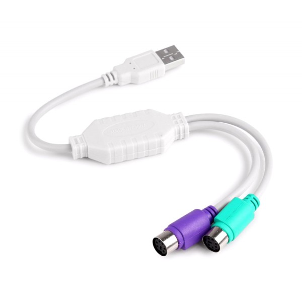 POWERTECH καλώδιο USB σε 2x PS2 θηλυκό CAB-U047, 0.20m, λευκό - USB