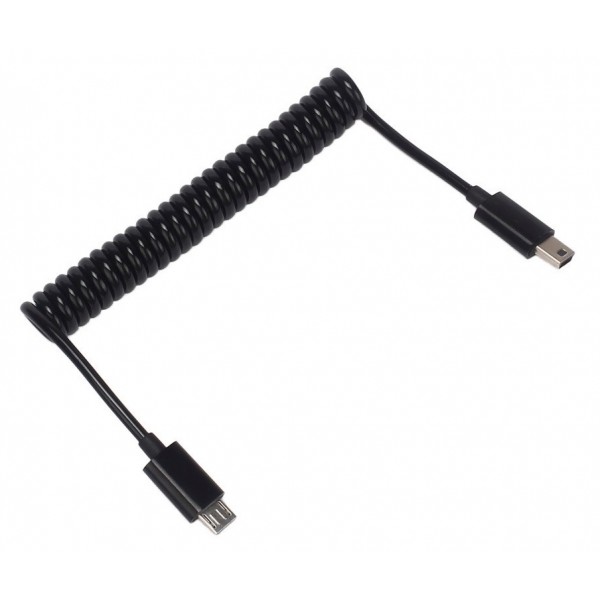 POWERTECH καλώδιο Micro USB σε USB Mini CAB-U124, σπιράλ, 1m, μαύρο - USB