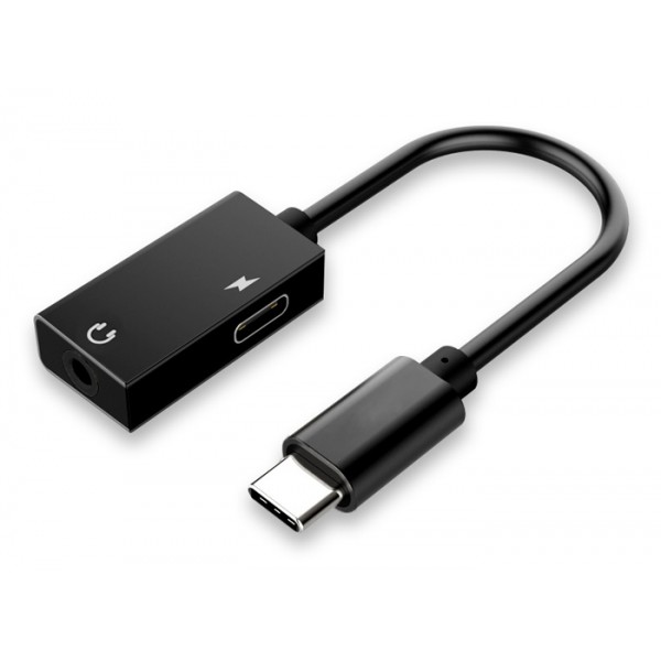 POWERTECH αντάπτορας USB-C σε USB-C & 3.5mm CAB-UC053, 0.11m, μαύρος - Powertech