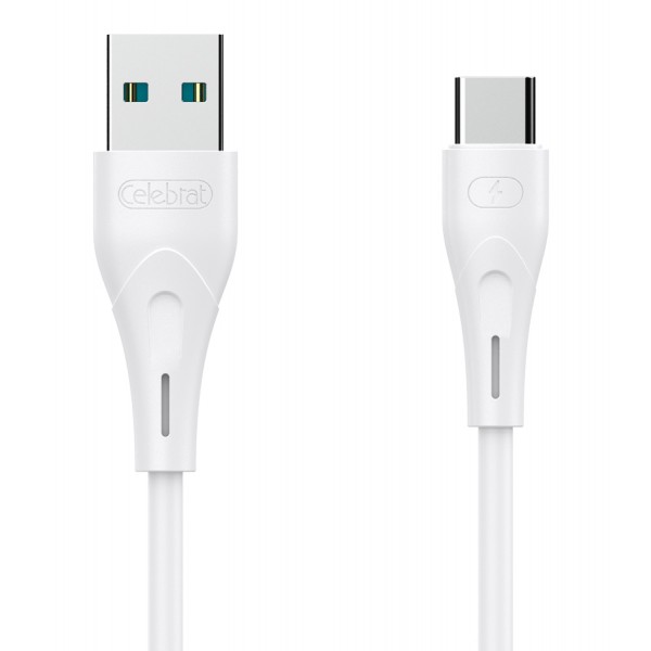 CELEBRAT καλώδιο USB σε USB-C CB-18T, 15W 3A, 1m, λευκό - CELEBRAT