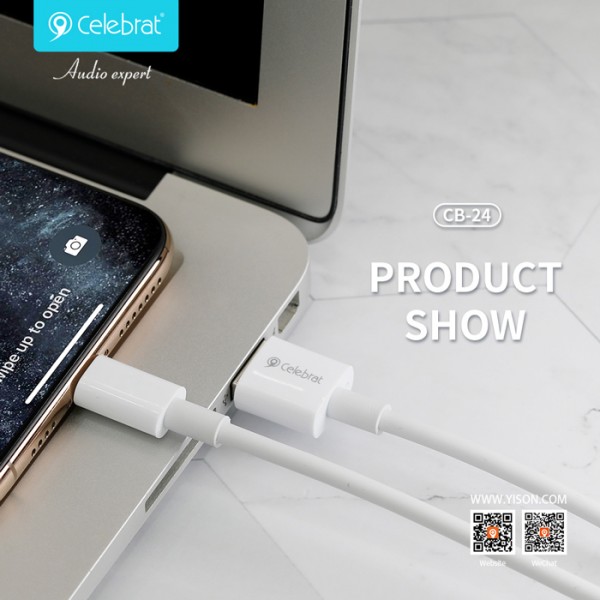 CELEBRAT καλώδιο USB-C σε USB CB-24C, 3A, 1.2m, λευκό - CELEBRAT