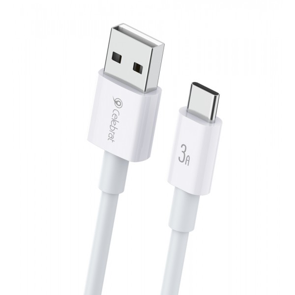 CELEBRAT καλώδιο USB-C σε USB CB-24C, 3A, 1.2m, λευκό - CELEBRAT