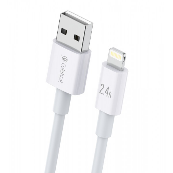 CELEBRAT καλώδιο Lightning σε USB CB-24L, 2.4A, 1.2m, λευκό - USB