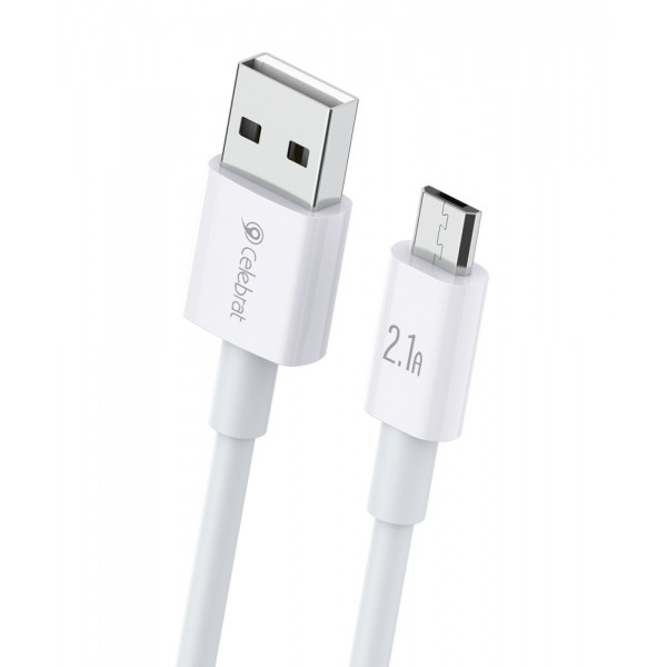 CELEBRAT καλώδιο Micro USB σε USB CB-24M, 2.1A, 1.2m, λευκό - USB
