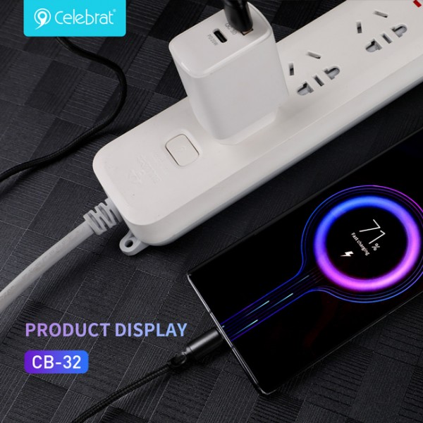 CELEBRAT καλώδιο USB-C σε USB CB-32, 3A, 1m, μαύρο - CELEBRAT