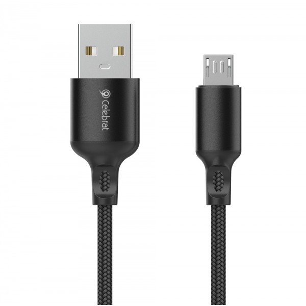 CELEBRAT καλώδιο Micro USB σε USB CB-32, 2.1A, 1m, μαύρο - USB