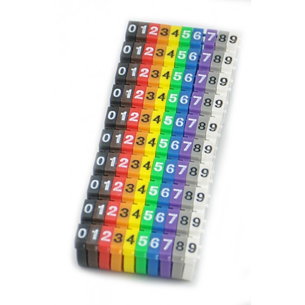 POWERTECH Clip αρίθμησης καλωδίου Νο 0-9, Color, 10τεμ. - Τακτοποίηση Καλωδίων