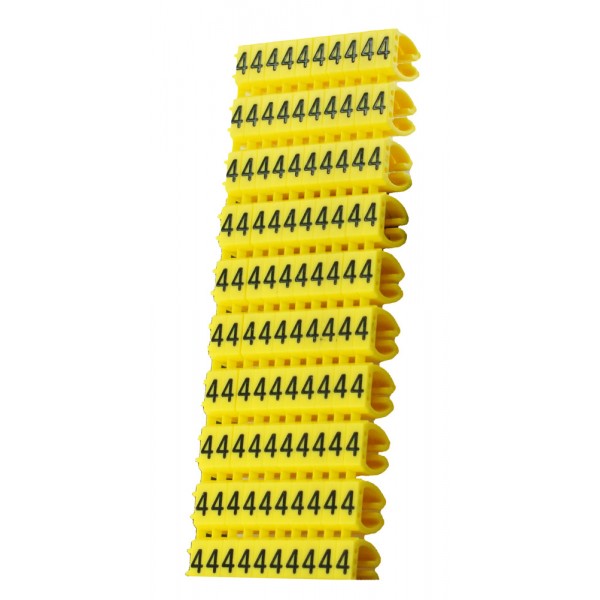 POWERTECH Clip αρίθμησης καλωδίου Νο 4, Yellow, 10τεμ. - Τακτοποίηση Καλωδίων