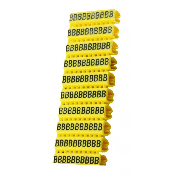 POWERTECH Clip αρίθμησης καλωδίου γράμμα B, Yellow, 10τεμ. - Powertech
