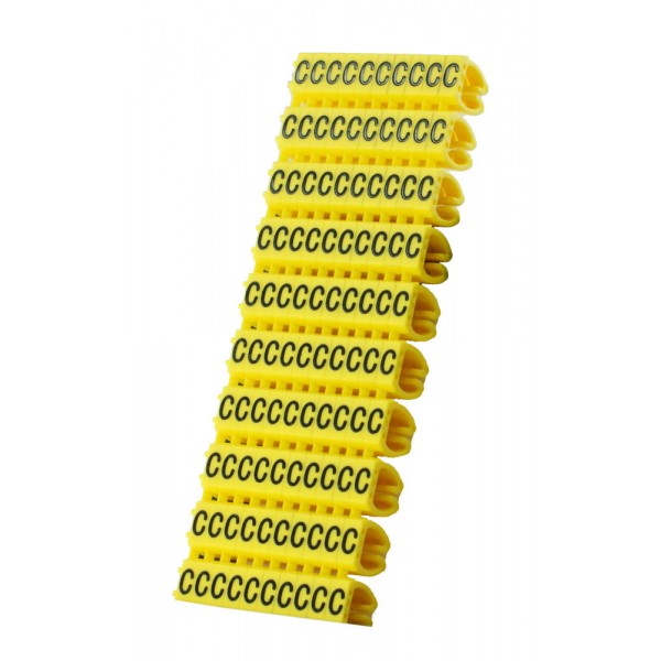 POWERTECH Clip αρίθμησης καλωδίου γράμμα C, Yellow, 10τεμ. - Powertech