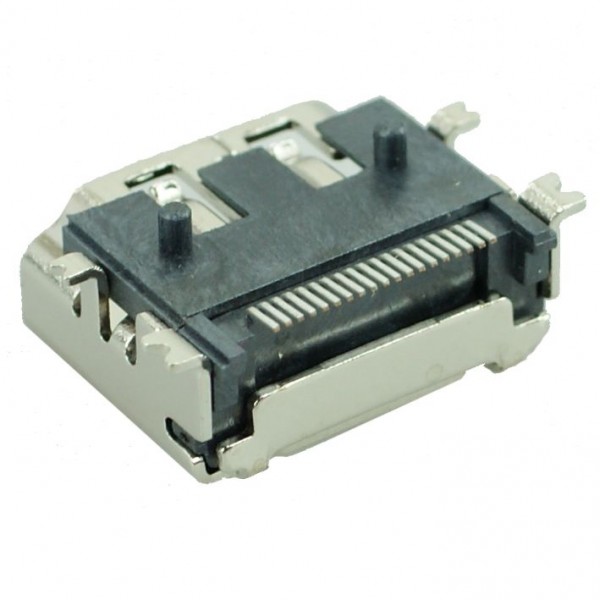 HDMI Connector A TYPE1, pins 90°, Silver - Connectors