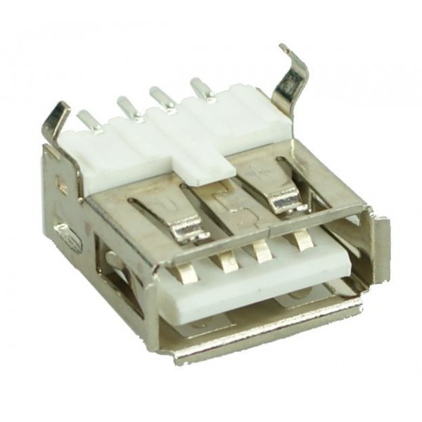 USB 2.0 Connector A TYPE, up Solder in, Silver/White - Connectors