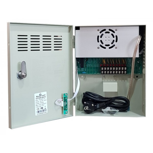 POWERTECH τροφοδοτικό CP1209-20A-B για CCTV-Alarm, DC12V 20A, 9 κανάλια - Σύγκριση Προϊόντων
