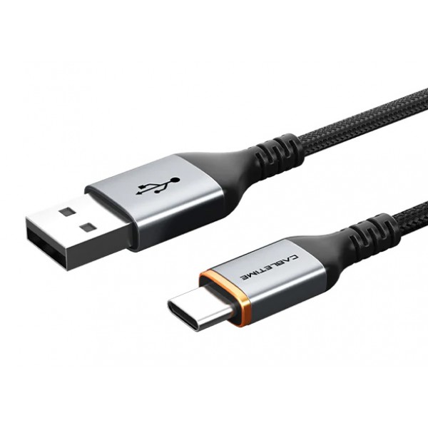 CABLETIME καλώδιο USB σε USB-C CT-AMCM3A, 3A, 1m, μαύρο - CABLETIME