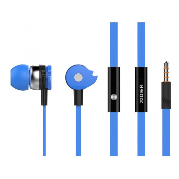 CELEBRAT Earphones με μικρόφωνο D1, 10mm, 3.5mm, 1.2m flat, μπλε - Ακουστικά - Bluetooth