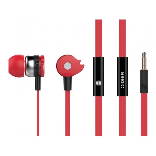 CELEBRAT Earphones με μικρόφωνο D1, 10mm, 3.5mm, 1.2m flat, κόκκινα - Ακουστικά - Bluetooth