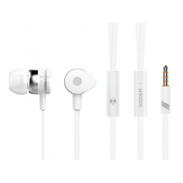 CELEBRAT Earphones με μικρόφωνο D1, 10mm, 3.5mm, 1.2m flat, λευκά - Ακουστικά - Bluetooth