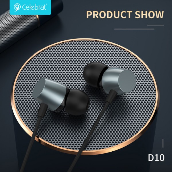 CELEBRAT earphones με μικρόφωνο D10, 3.5mm, 1.2m, μαύρα - Ακουστικά - Bluetooth