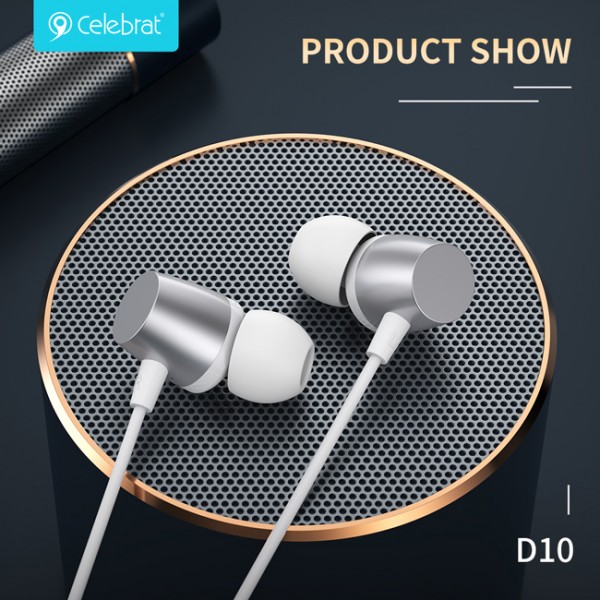 CELEBRAT earphones με μικρόφωνο D10, 3.5mm, 1.2m, λευκά - Ακουστικά - Bluetooth