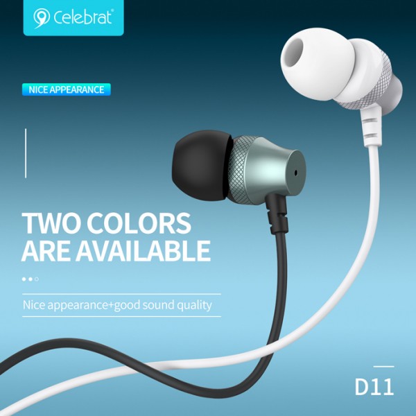 CELEBRAT earphones με μικρόφωνο D11, 3.5mm, 1.2m, μαύρα - Ακουστικά - Bluetooth