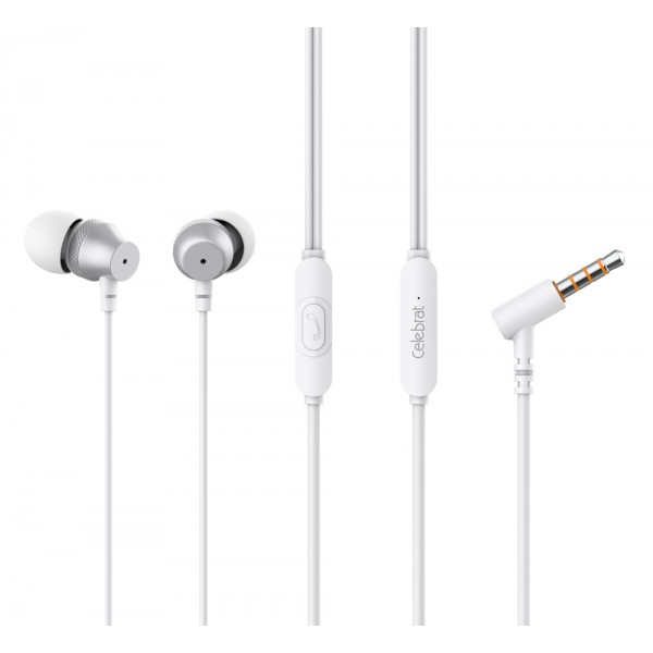 CELEBRAT earphones με μικρόφωνο D11, 3.5mm, 1.2m, λευκά - Ακουστικά - Bluetooth