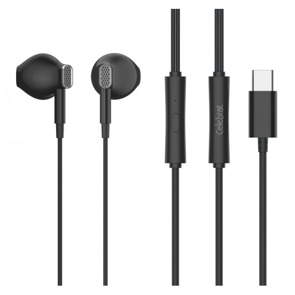 CELEBRAT earphones με μικρόφωνο D12, USB-C, 1.2m, μαύρα - Ακουστικά - Bluetooth