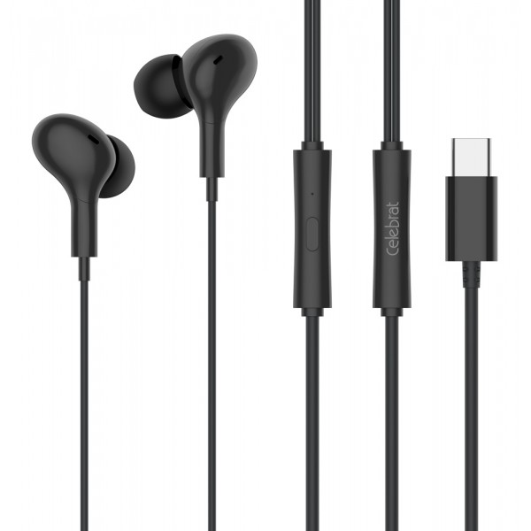 CELEBRAT earphones με μικρόφωνο D13, USB-C, 1.2m, μαύρα - Ακουστικά - Bluetooth