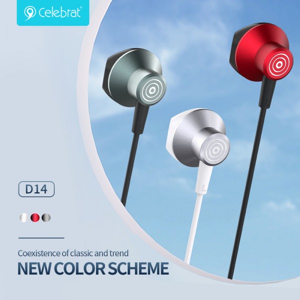 CELEBRAT earphones με μικρόφωνο D14, USB-C, 1.2m, κόκκινα - Ακουστικά - Bluetooth